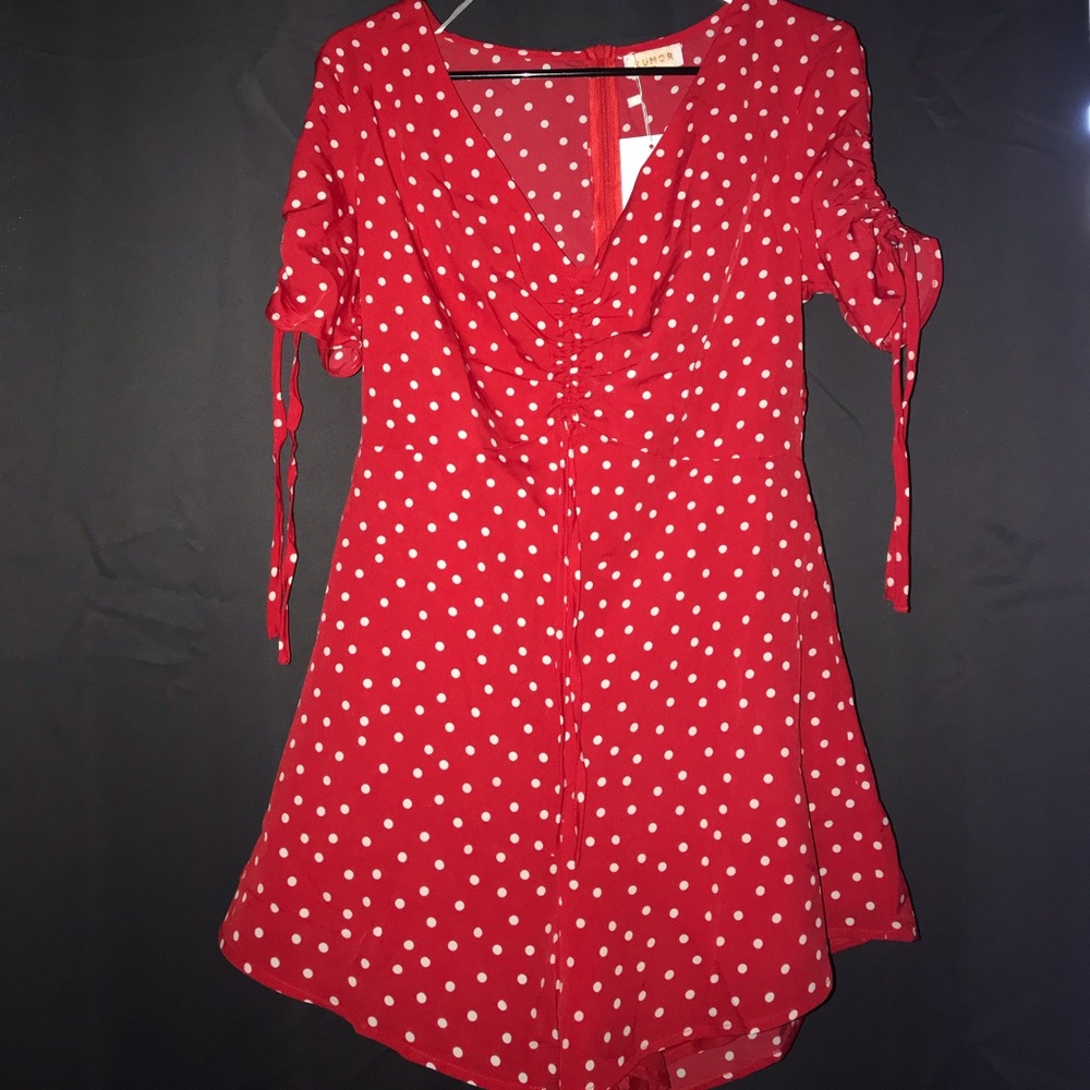 Red and white poka -Dot Romper